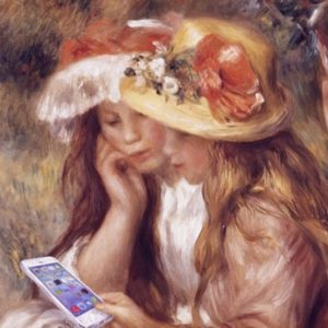 Girls-Using-the-First-iPhone-Painting-117578